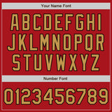 Custom Red Old Gold-Black 3 Colors Arm Shapes Authentic Baseball Jersey