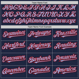 Custom Navy Light Blue-Red 3 Colors Arm Shapes Authentic Baseball Jersey