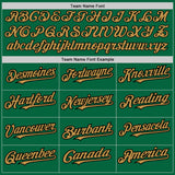Custom Kelly Green Old Gold-Black 3 Colors Arm Shapes Authentic Baseball Jersey