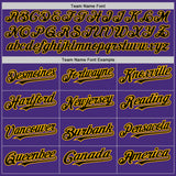 Custom Purple Black-Gold 3 Colors Arm Shapes Authentic Baseball Jersey