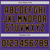 Custom Purple Black-Gold 3 Colors Arm Shapes Authentic Baseball Jersey