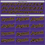 Custom Purple Black-Old Gold 3 Colors Arm Shapes Authentic Baseball Jersey