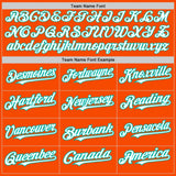 Custom Orange White-Aqua 3 Colors Arm Shapes Authentic Baseball Jersey