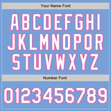 Custom Light Blue White-Pink 3 Colors Arm Shapes Authentic Baseball Jersey