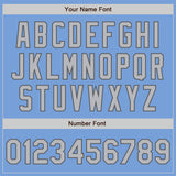 Custom Light Blue Gray-Steel Gray 3 Colors Arm Shapes Authentic Baseball Jersey