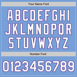 Custom Light Blue White-Purple 3 Colors Arm Shapes Authentic Baseball Jersey