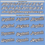 Custom Light Blue White-Brown 3 Colors Arm Shapes Authentic Baseball Jersey