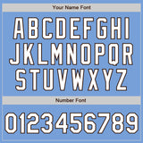 Custom Light Blue White-Brown 3 Colors Arm Shapes Authentic Baseball Jersey