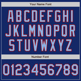 Custom Royal Light Blue-Red 3 Colors Arm Shapes Authentic Baseball Jersey