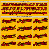 Custom Gold Red-Black 3 Colors Arm Shapes Authentic Baseball Jersey