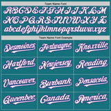 Custom Teal White-Purple 3 Colors Arm Shapes Authentic Baseball Jersey