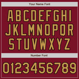 Custom Crimson Old Gold-Black 3 Colors Arm Shapes Authentic Baseball Jersey