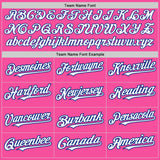 Custom Pink White-Royal 3 Colors Arm Shapes Authentic Baseball Jersey