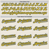 Custom Cream Yellow-Royal 3 Colors Arm Shapes Authentic Baseball Jersey