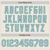 Custom Cream Gray-Teal 3 Colors Arm Shapes Authentic Baseball Jersey
