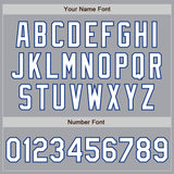 Custom Gray White-Royal 3 Colors Arm Shapes Authentic Baseball Jersey