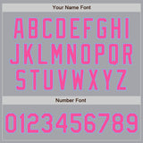 Custom Gray Pink-Light Blue 3 Colors Arm Shapes Authentic Baseball Jersey