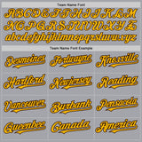 Custom Gray Gold-Brown 3 Colors Arm Shapes Authentic Baseball Jersey