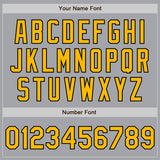 Custom Gray Gold-Black 3 Colors Arm Shapes Authentic Baseball Jersey