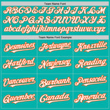 Custom Aqua White-Orange 3 Colors Arm Shapes Authentic Baseball Jersey