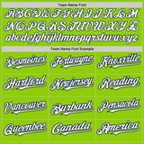 Custom Neon Green White-Navy 3 Colors Arm Shapes Authentic Baseball Jersey