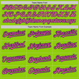 Custom Neon Green Pink-Navy 3 Colors Arm Shapes Authentic Baseball Jersey