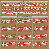Custom Old Gold White-Red 3 Colors Arm Shapes Authentic Baseball Jersey