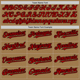 Custom Old Gold Red-Black 3 Colors Arm Shapes Authentic Baseball Jersey
