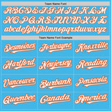 Custom Sky Blue White-Orange 3 Colors Arm Shapes Authentic Baseball Jersey