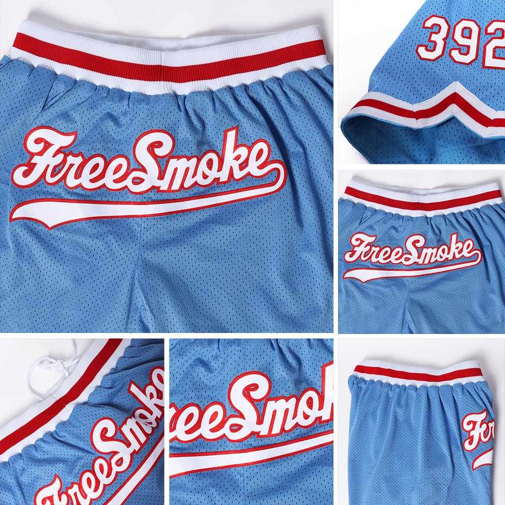 Create Basketball Light Blue Navy White Shorts Clearance – FanCustom