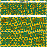 Custom Gold Kelly Green-Black Triangle Shapes Round Neck Sublimation Basketball Suit Jersey