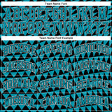 Custom Teal Black-White Triangle Shapes Round Neck Sublimation Basketball Suit Jersey