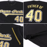 Custom Black Gold-White Authentic Throwback Rib-Knit Baseball Jersey Shirt