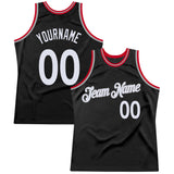 Custom Black White-Red Authentic Throwback Basketball Jersey