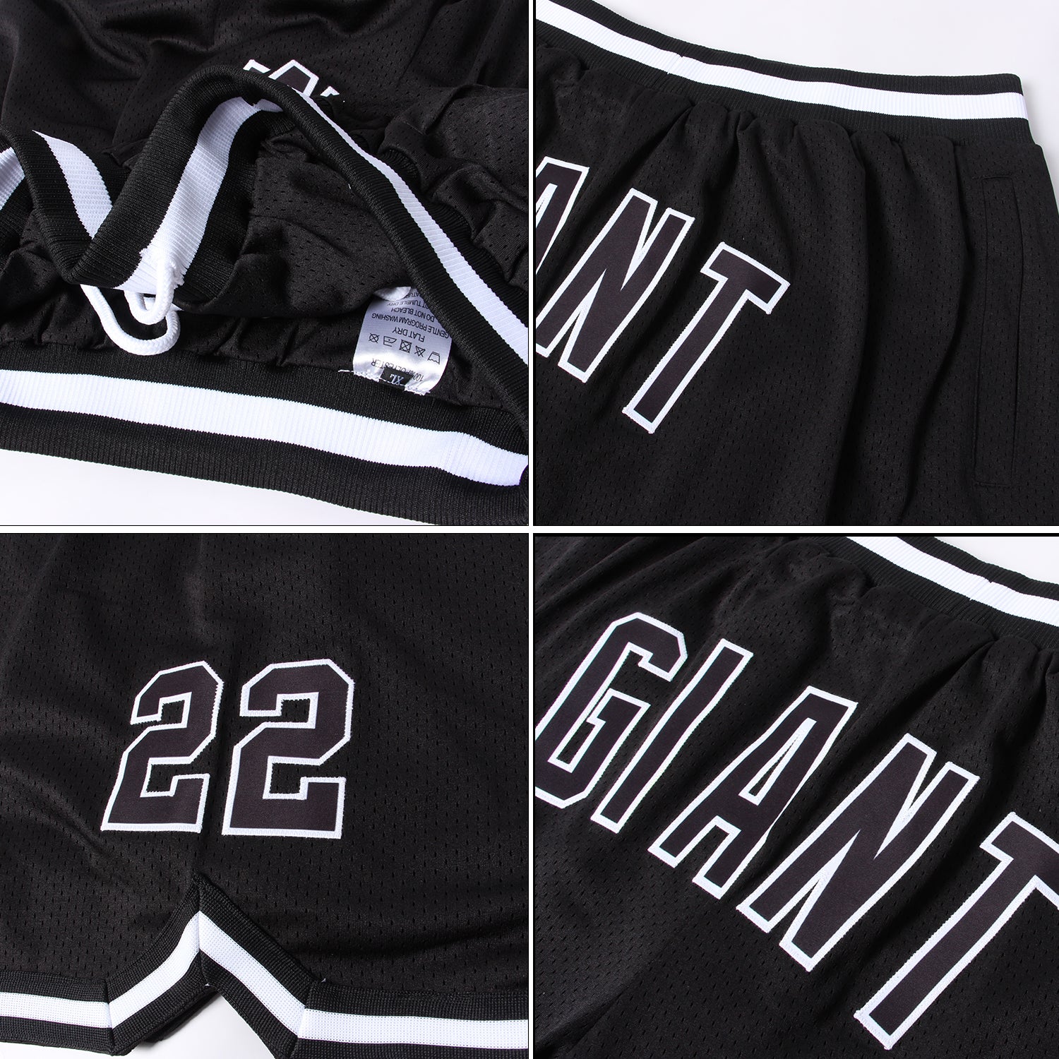 Custom Black Black-White Authentic Throwback Basketball Shorts
