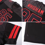 Custom Black Black-Red Mesh Authentic Football Jersey