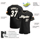 Custom Black White-Cream Authentic Baseball Jersey