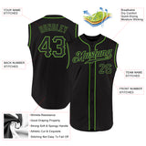 Custom Black Black-Neon Green Authentic Sleeveless Baseball Jersey