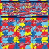 Custom Black Red-Royal 3D Pattern Design Autism Supporter Awareness Puzzle Pieces Authentic Basketball Jersey
