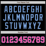 Custom Black Pink-Light Blue Authentic Baseball Jersey