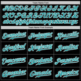 Custom Black Teal Pinstripe Teal-White Authentic Baseball Jersey