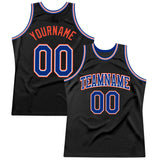 Custom Black Royal-Orange Authentic Throwback Basketball Jersey