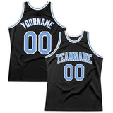 Custom Black Light Blue-White Authentic Throwback Basketball Jersey