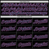 Custom Black Black Light Blue Pink-White Authentic Baseball Jersey
