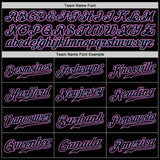 Custom Black Black Light Blue Pink-White Authentic Baseball Jersey