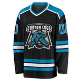 Custom Black Panther Blue-White Hockey Jersey