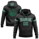 Custom Stitched Black Kelly Green-White Football Pullover Sweatshirt Hoodie