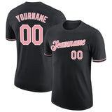 Custom Black Medium Pink-White Performance T-Shirt