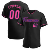 Custom Black Pink-Purple Authentic Baseball Jersey