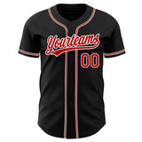Custom Black Red-White Authentic Baseball Jersey